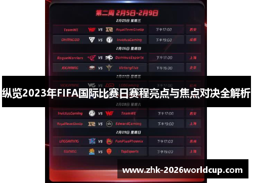 纵览2023年FIFA国际比赛日赛程亮点与焦点对决全解析 纵览2023年FIFA国际比赛日赛程亮点与焦点对决全解析